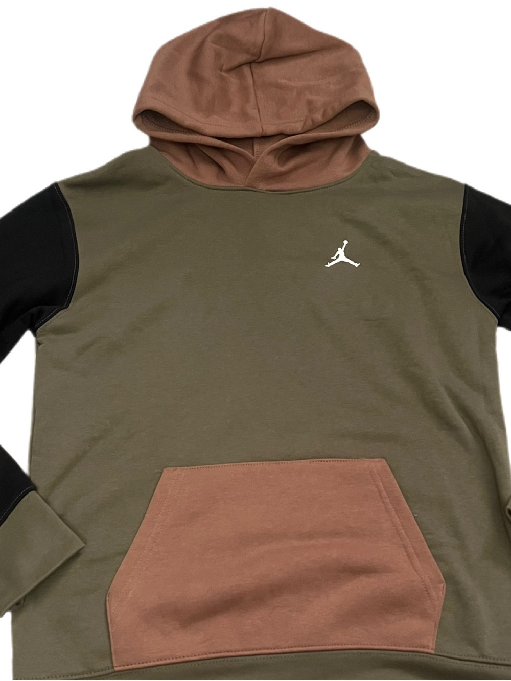 Jordan Olive Green, Brown & Black Colorblock Hoodie